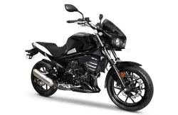 Mahindra Mojo 300 Black Pearl Front 3-Quarter View