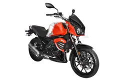 Mahindra Mojo 300 Red Agate Front 3-Quarter View