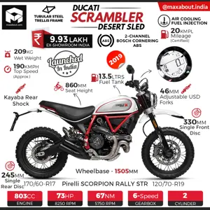 2019 Ducati Scrambler Desert Sled Specs & Price in India