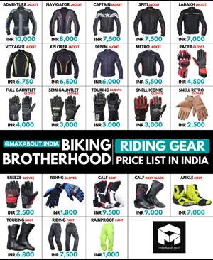Biking Brotherhood Riding Gear Price List in India