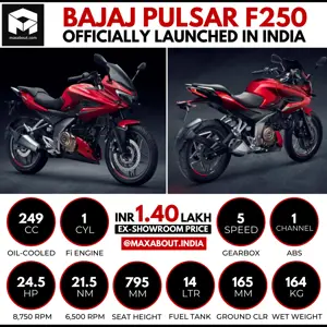 Bajaj Pulsar F250 Key Specs & Price in India