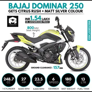 Bajaj Dominar 250 Gets New Citrus Rush Shade in India