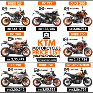 Latest KTM Bikes On-Road Chennai Price List
