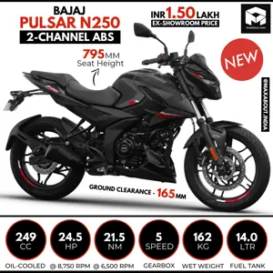 Bajaj Pulsar N250 Brooklyn BlackSpecs and Ex-Showroom Price