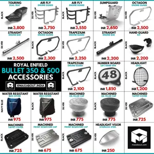 Royal Enfield Bullet 350 and Bullet 500 Official Accessories Price List