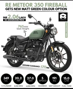 Royal Enfield Meteor 350 Fireball Gets New Matt Green Colour Option