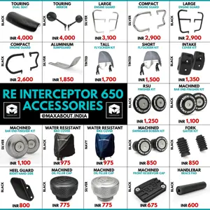 Royal Enfield Interceptor 650 Official Accessories Price List