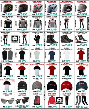 TVS Racing Performance Gear Price List in India