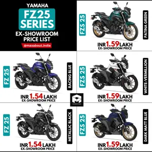 Yamaha FZ25 and FZS25 Ex-Showroom Price List