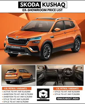 Skoda Kushaq Variant-Wise Price List in India