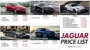 Jaguar Cars & SUVs Price List in India