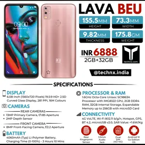 Lava BEU Specifications & Price in India