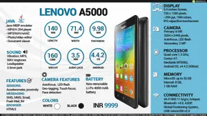 Quick Facts - Lenovo A5000 | INR 9999