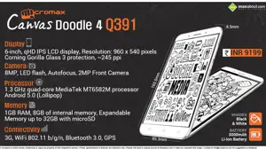 Quick Facts - Micromax Canvas Doodle 4 Q391