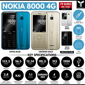 Nokia 8000 4G Key Specifications and Price