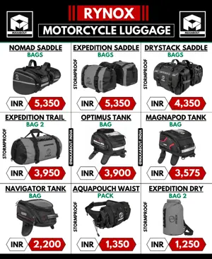 Rynox Motorcycle Luggage Accessories Price List in India