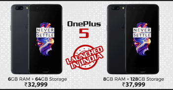 OnePlus 5 Slate Gray (8GB RAM + 128GB Storage) Launched @ INR 37,999