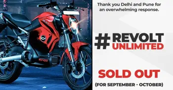 Revolt RV400 Electric Motorcycle Sold Out for September & October