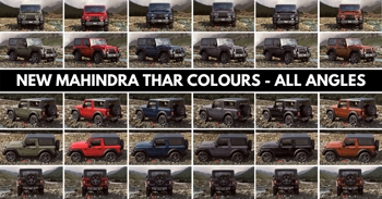 New Mahindra Thar Colour Options [6 Colours - All Angles]