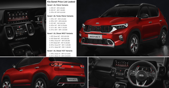 Kia Sonet Price List Surfaces Online; Launch on September 18