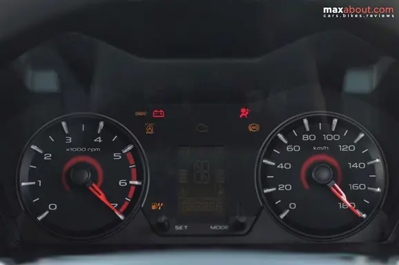 Both the needles touch the other end at every ignition. KUV100 comes with MFD for details like fuel, odometer and other warnings.