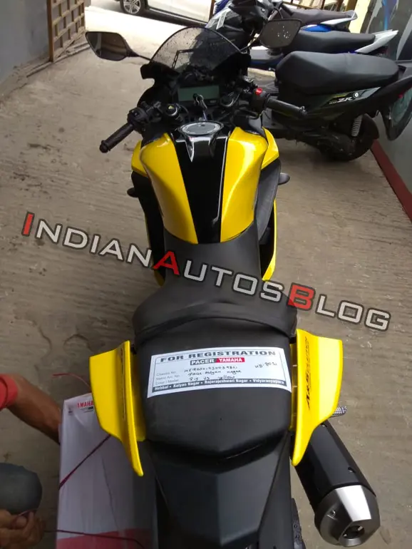 Yellow Yamaha R15 V3 Rear View