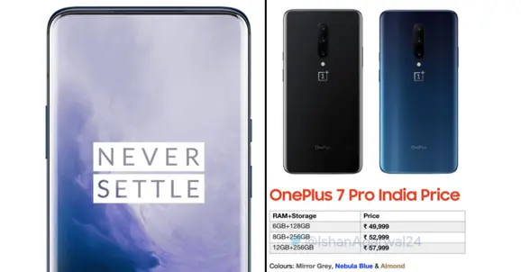 OnePlus 7 Pro India Price List