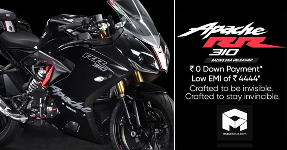 TVS Apache RR310 Available with 0 Downpayment