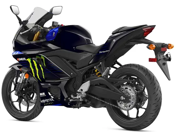 Yamaha R3 Monster Energy Rear 3-Quarter View