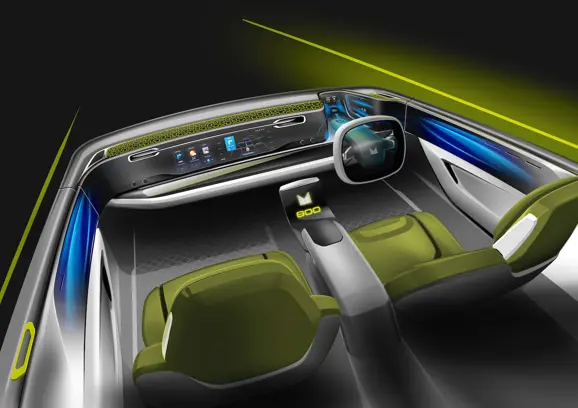 Maruti 800 Electric Car Interior Rendering