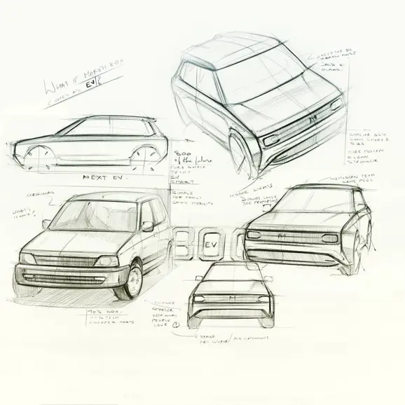 Maruti 800 Electric Car Sketches