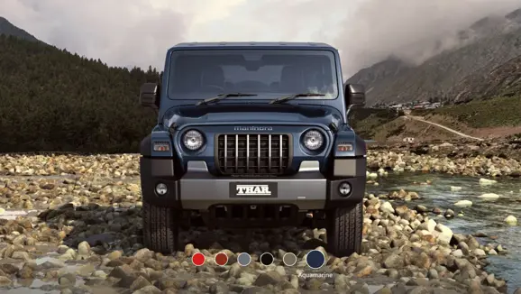 New Mahindra Thar Aquamarine Front View
