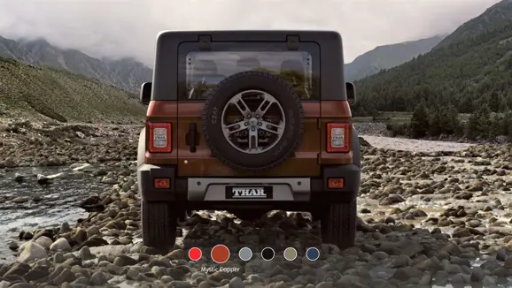 New Mahindra Thar Mystic Copper Rear View