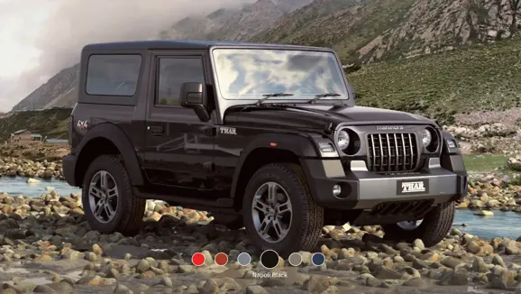 New Mahindra Thar Napoli Black Front 3-Quarter View