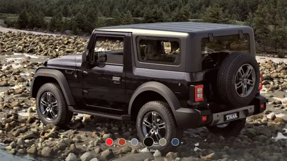 New Mahindra Thar Napoli Black Rear 3-Quarter View