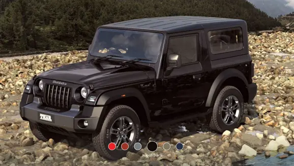 New Mahindra Thar Napoli Black Front 3-Quarter View
