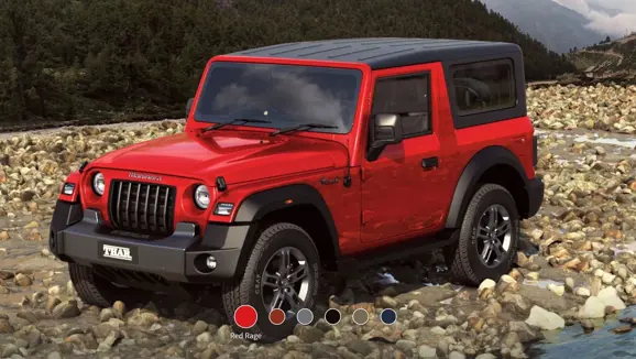 New Mahindra Thar Red Rage Front 3-Quarter View