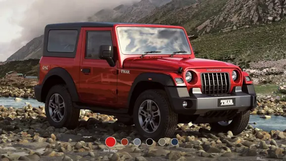 New Mahindra Thar Red Rage Front 3-Quarter View
