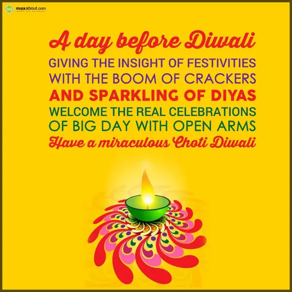 Choti Diwali Greetings Wishes: A day before Diwali 