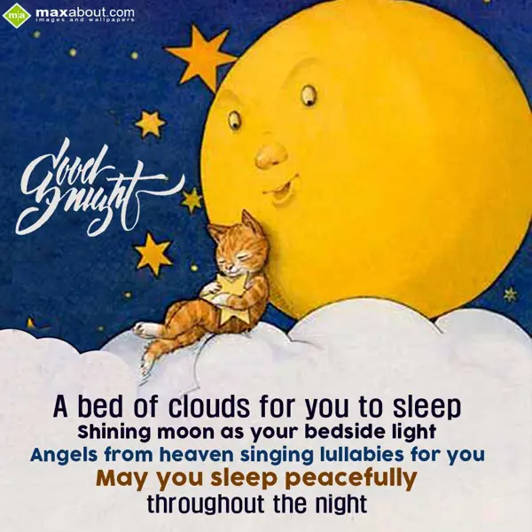 Good Night Greetings Wishes: A bed of clouds for 