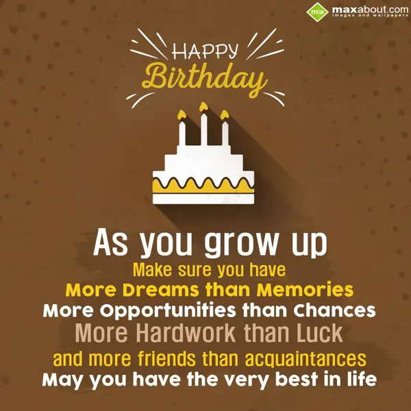 Birthday Greetings Wishes: As you grow up, make