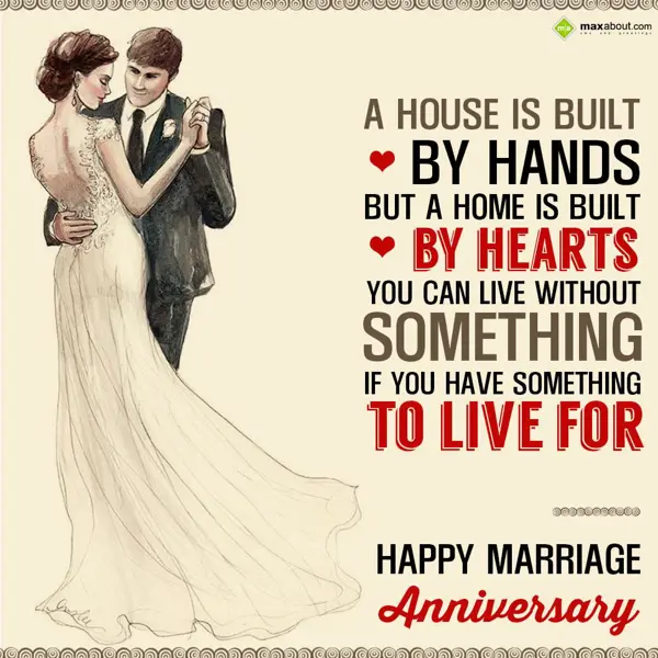 Anniversary Greetings Wishes: A house is built by 