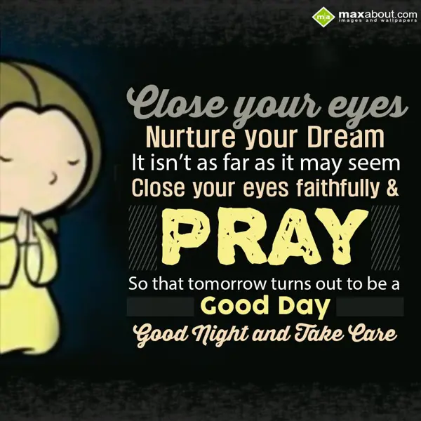 Good Night Greetings Wishes: Close your eyes, nur