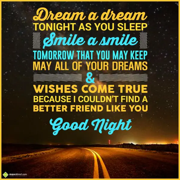 Good Night Greetings Wishes: Dream a dream tonigh