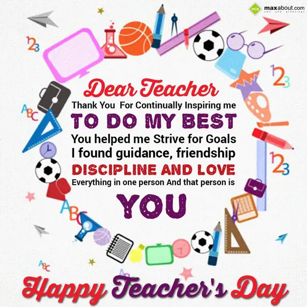 Teacher Day Greetings Wishes: Dear Teacher, Thank 