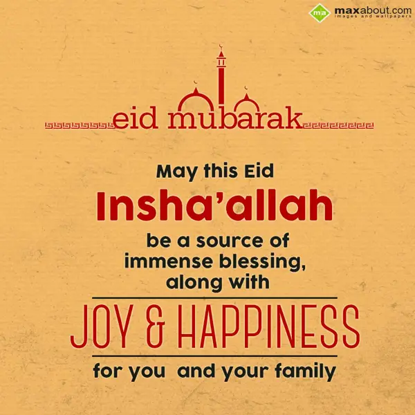 Eid Greetings Wishes: Eid Mubarak, 
May T