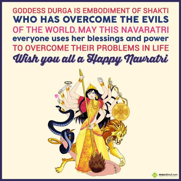 Navratri Greetings Wishes: Godess Durga is embo