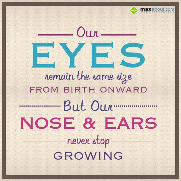 Human Body Facts Greetings Wishes: Our eyes remain the 