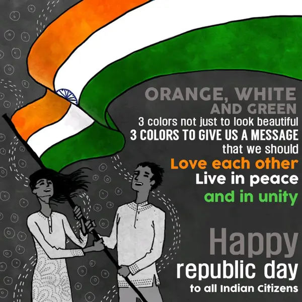 Republic Day Greetings Wishes: Orange, White and Gr