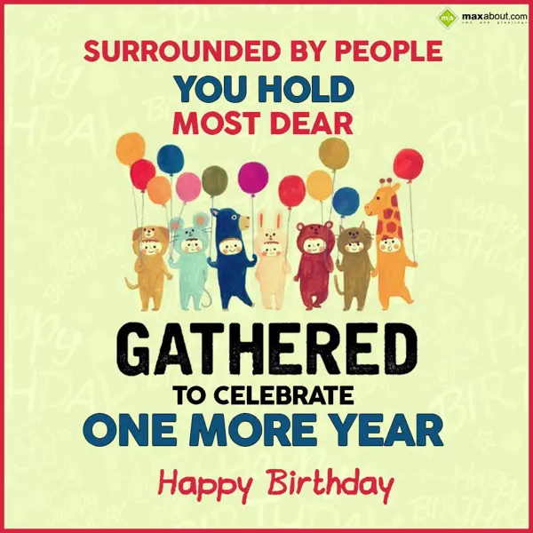 Birthday Greetings Wishes: Surrounded by people